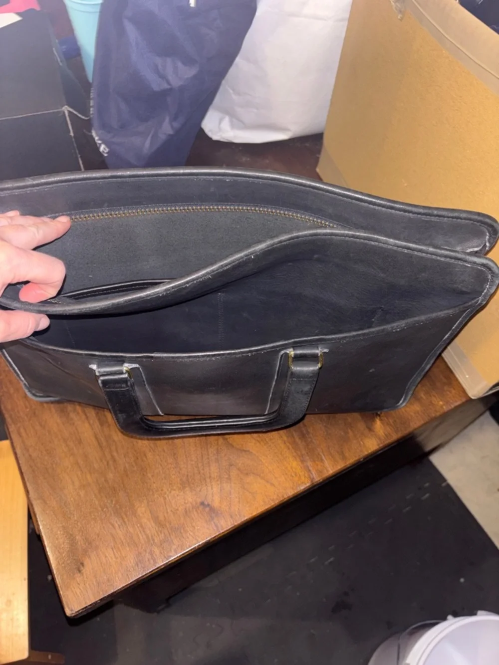 Coach Black Leather Briefcase with Branded Hang Tag